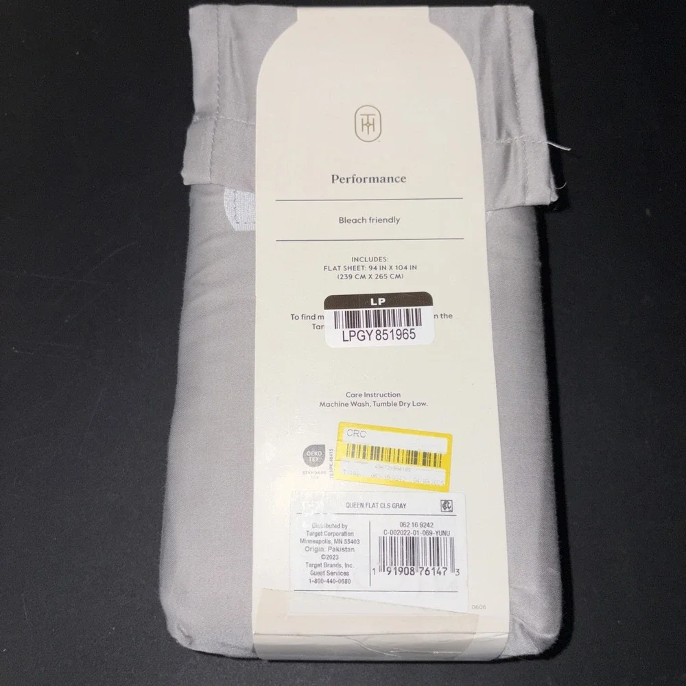 Queen 400 Thread Count Performance Flat Sheet Gray - Threshold: Cotton 28328